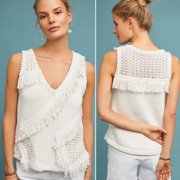 Anthropologie Sweaters - NWT Anthropologie Pacific Fringed Sweater Tank XS